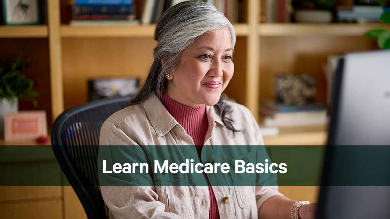 Medicare Made Easy title card with icons for Medicare Parts A, B, C, and D basics.
