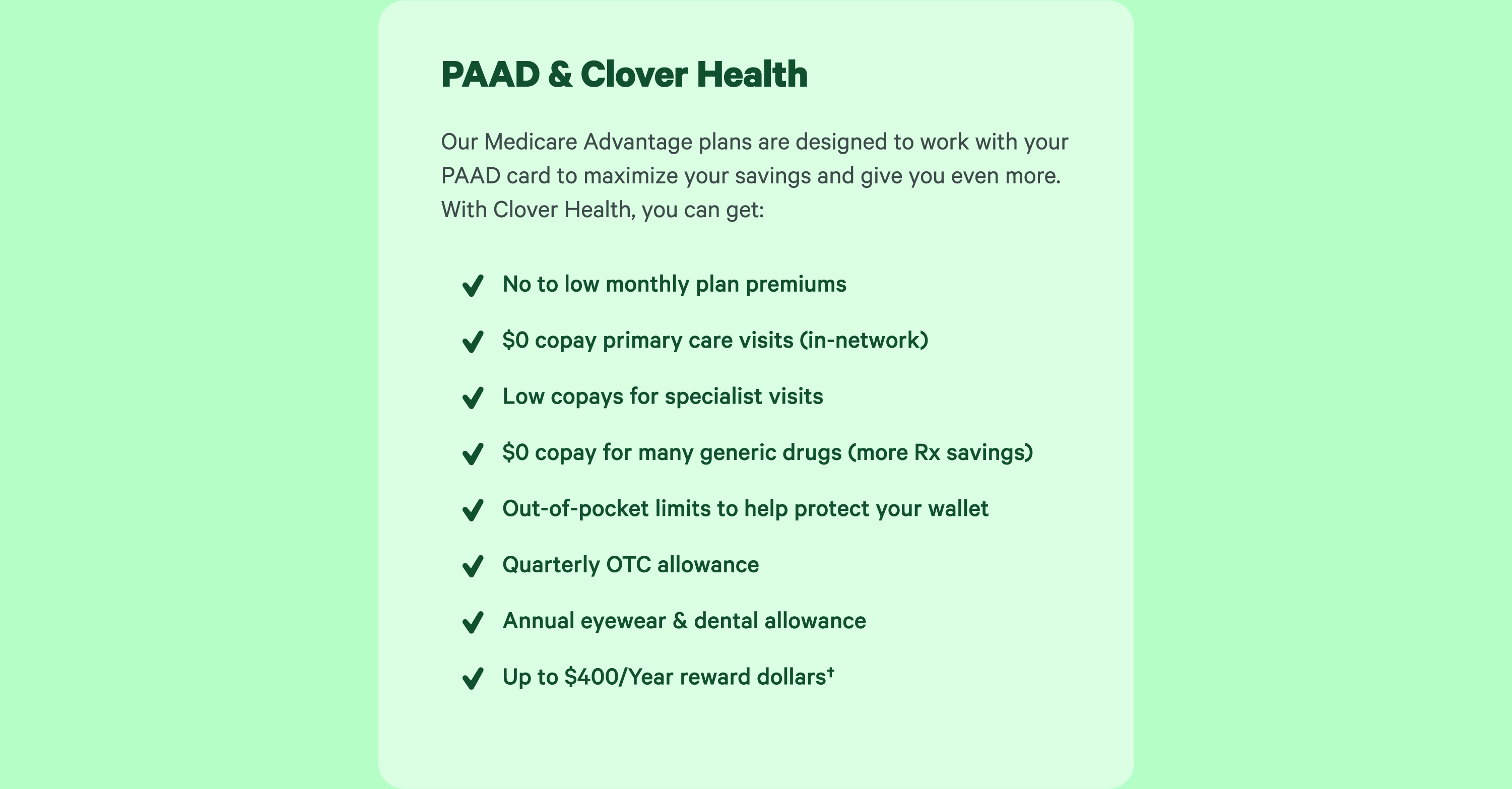 PAAD card benefits