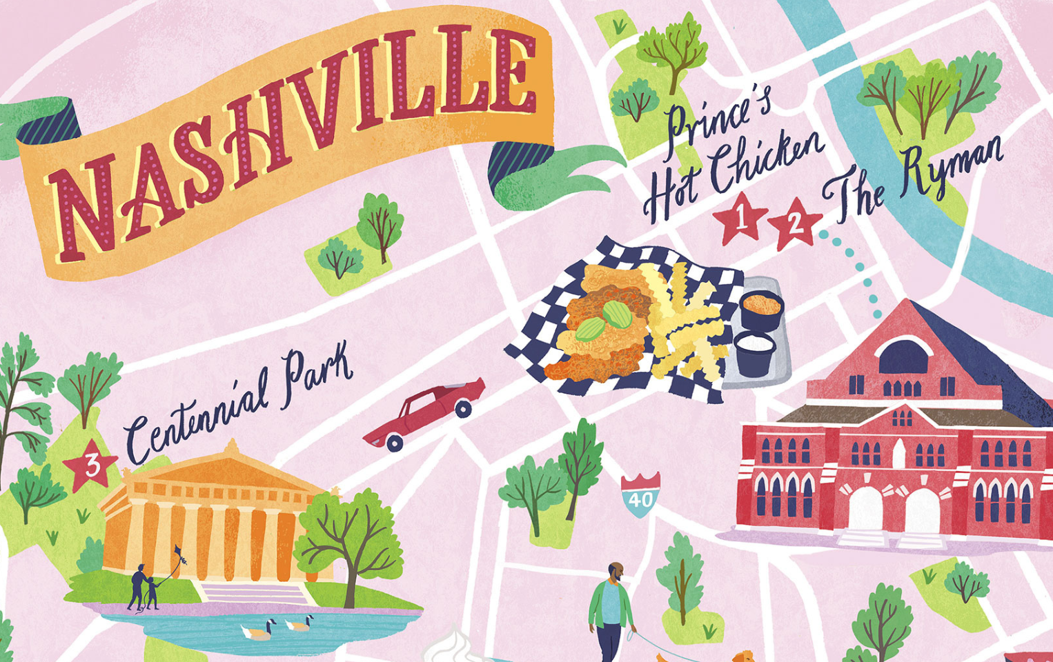 Illustration of Nashville, Tennessee by Sara Mulvanny