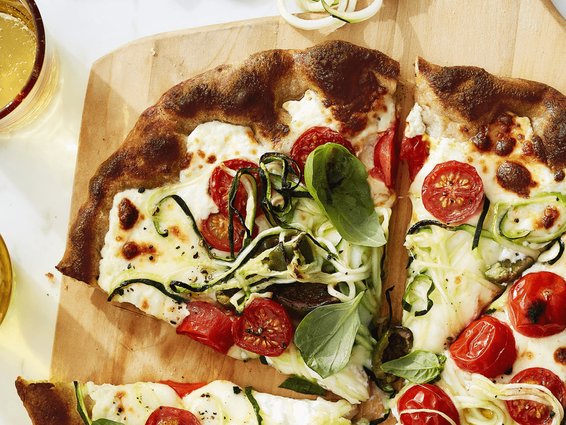 White Pizza with Spiral-Cut Zucchini Recipe